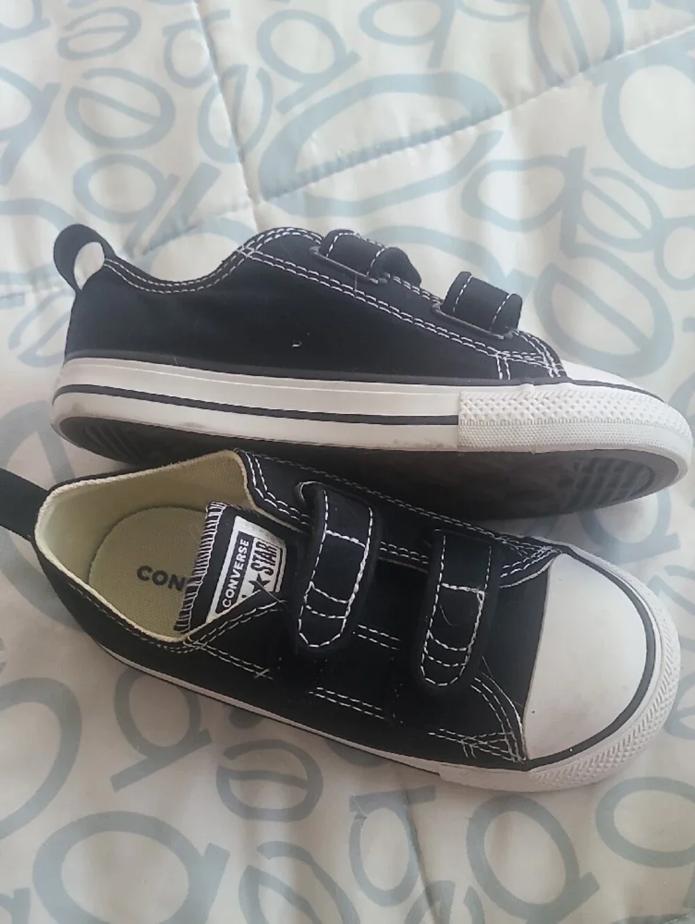 Converse Kids Black Canvas Double-Strap Sneakers